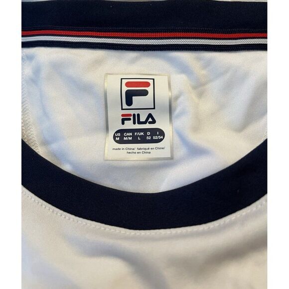Fila Mens Medium White Short Sleeve Crew Neck T Shirt UPF 50+ NWT Tennis - Picture 3 of 6
